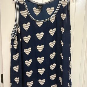 Torrid Navy and White Heart Pattern Tank Top